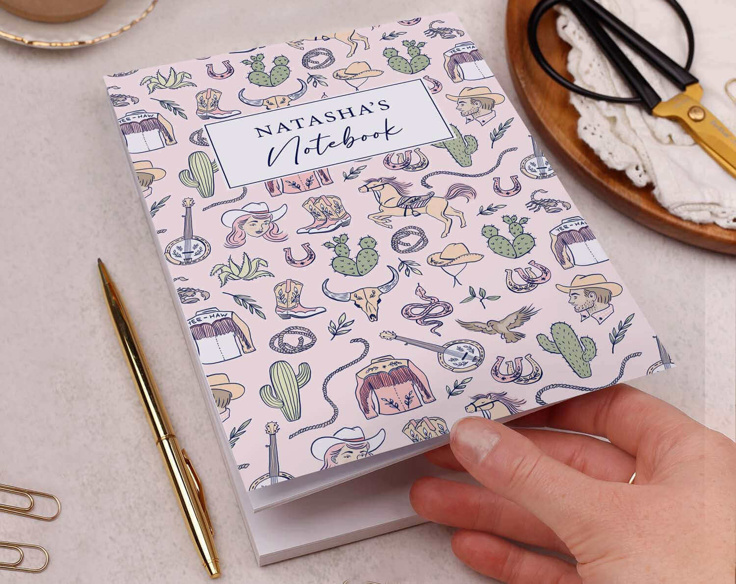 pink country and western notebook