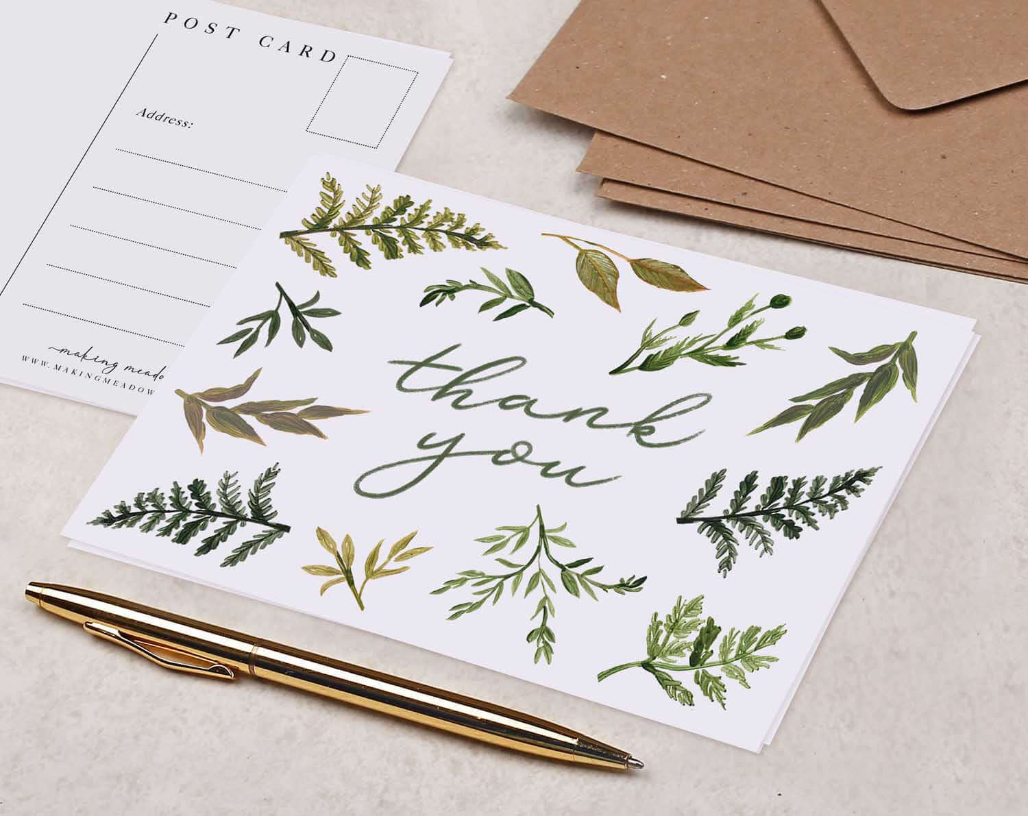 botanical thank you postcard bundle