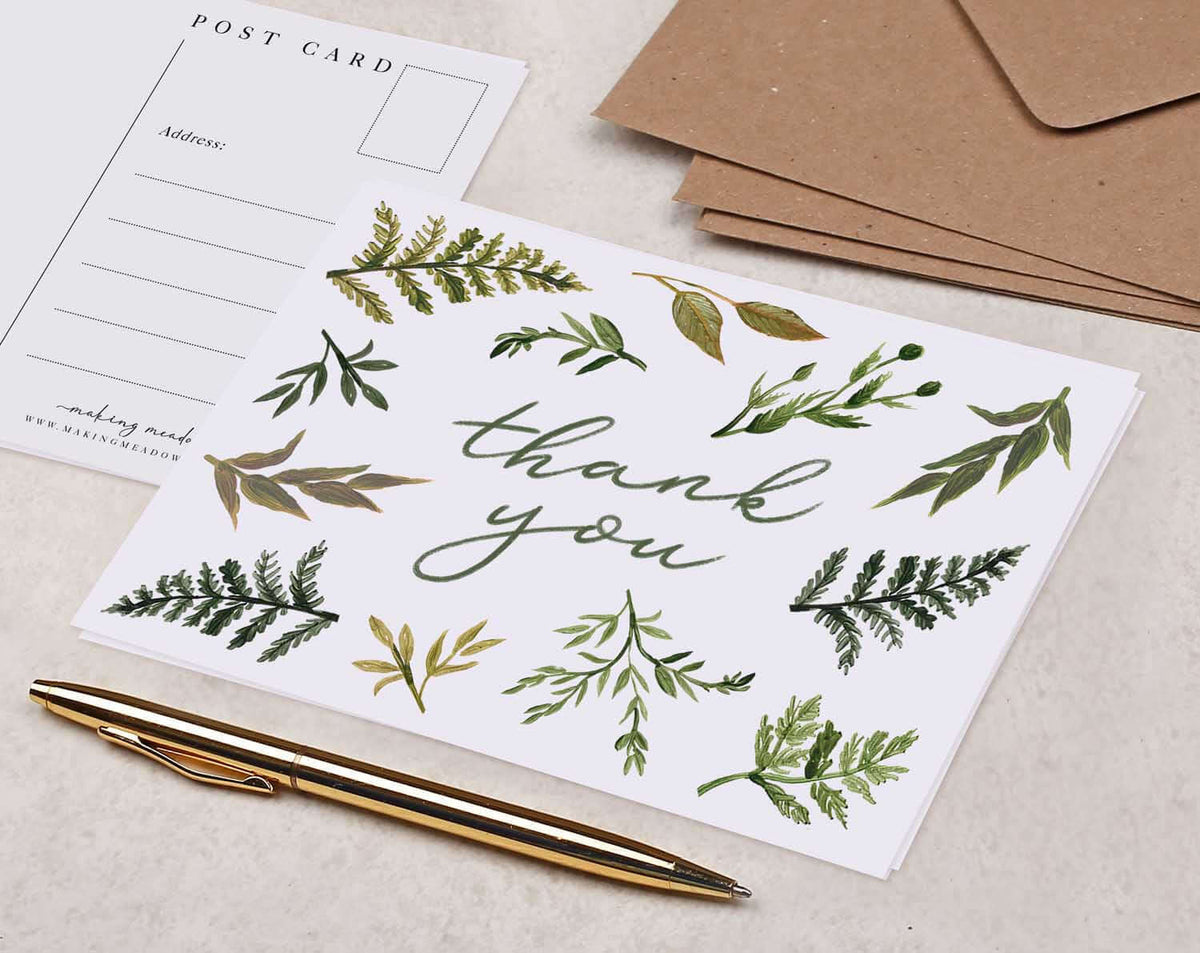Thank You Postcards featuring floral designs, perfect for sending handwritten notes of appreciation.
