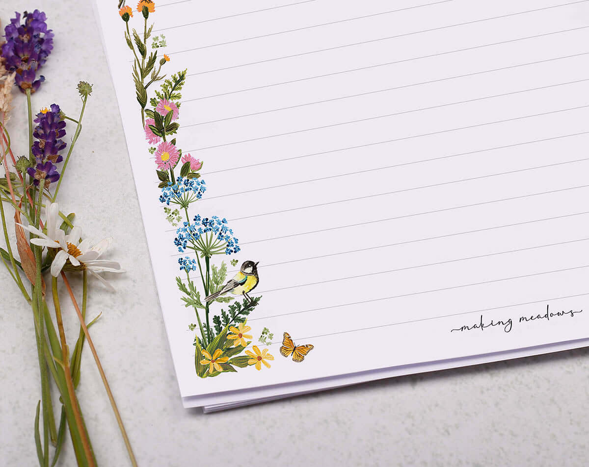 A4 writing paper with flowers