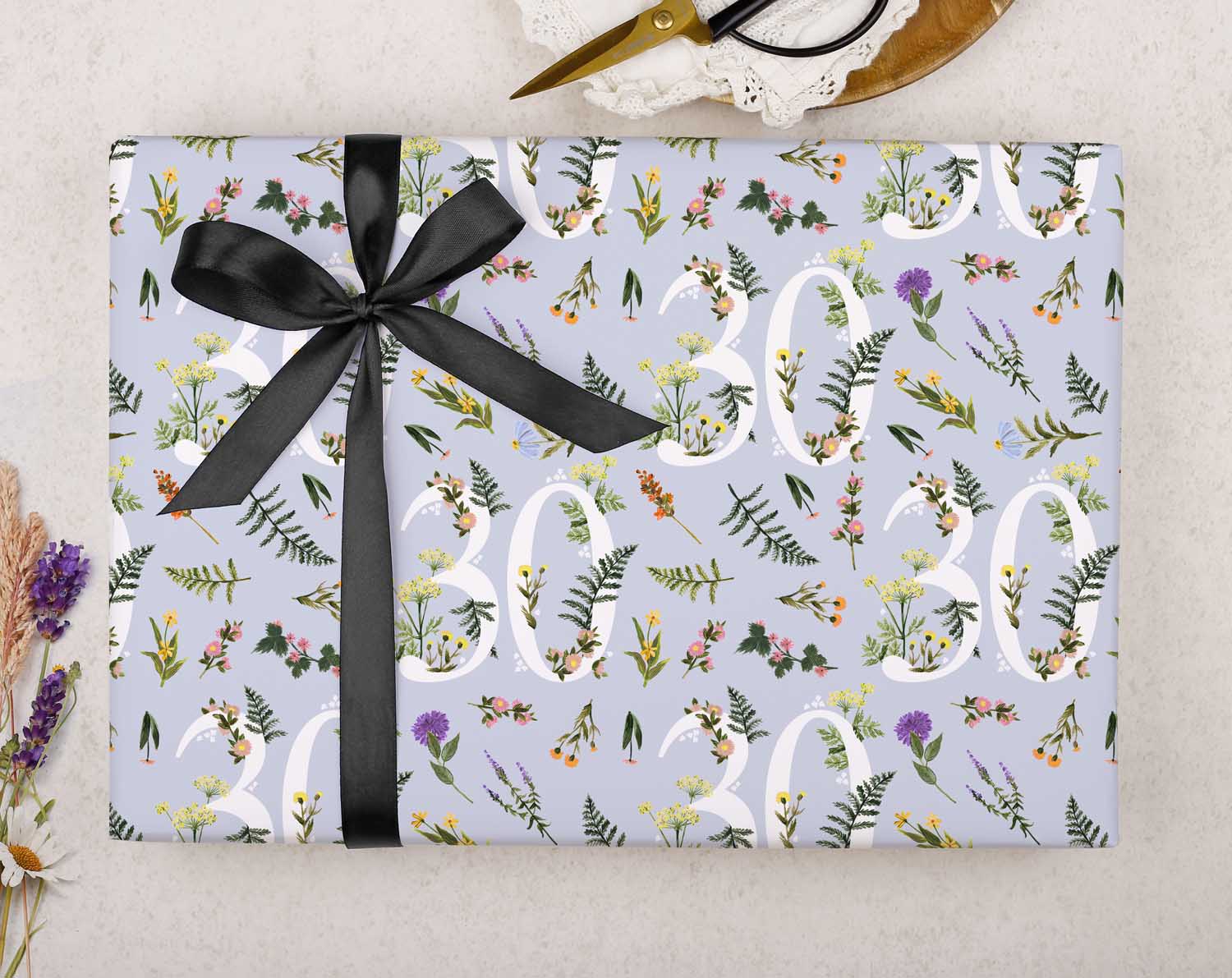 30th Birthday Wrapping Paper. Wrapping Paper designed by Making Meadows