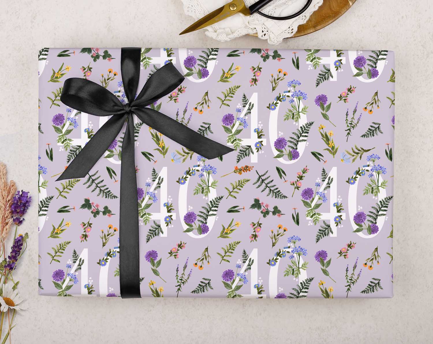 40th Birthday Wrapping Paper. Wrapping Paper designed by Making Meadows