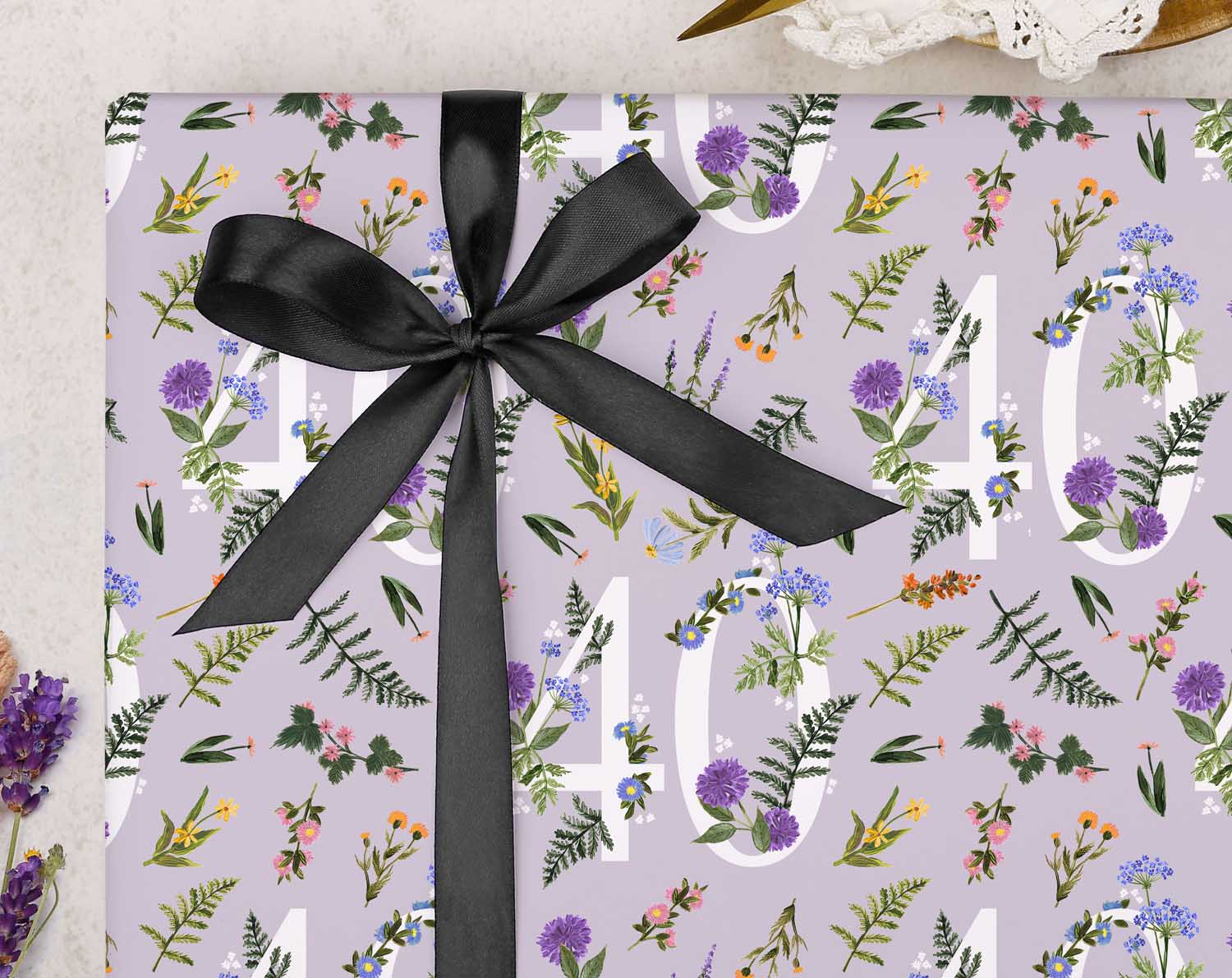 40th Birthday Wrapping Paper. Wrapping Paper designed by Making Meadows