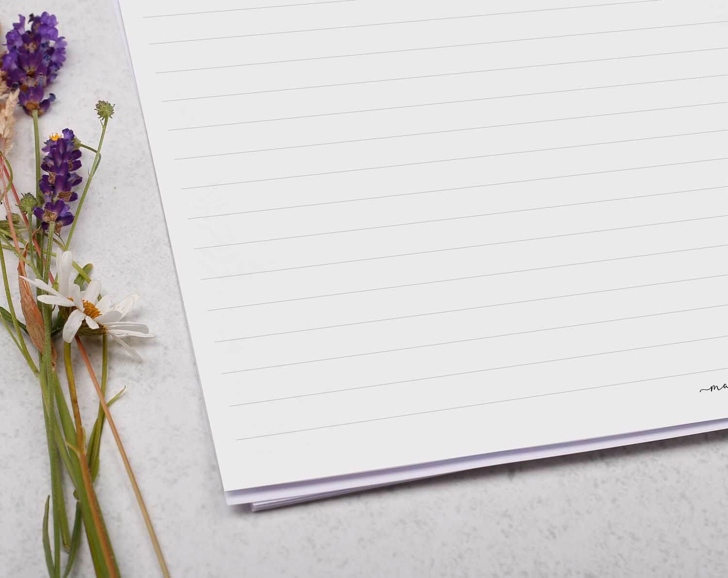 A4 Continuation Landscape Writing Paper. Stationery designed by Making Meadows