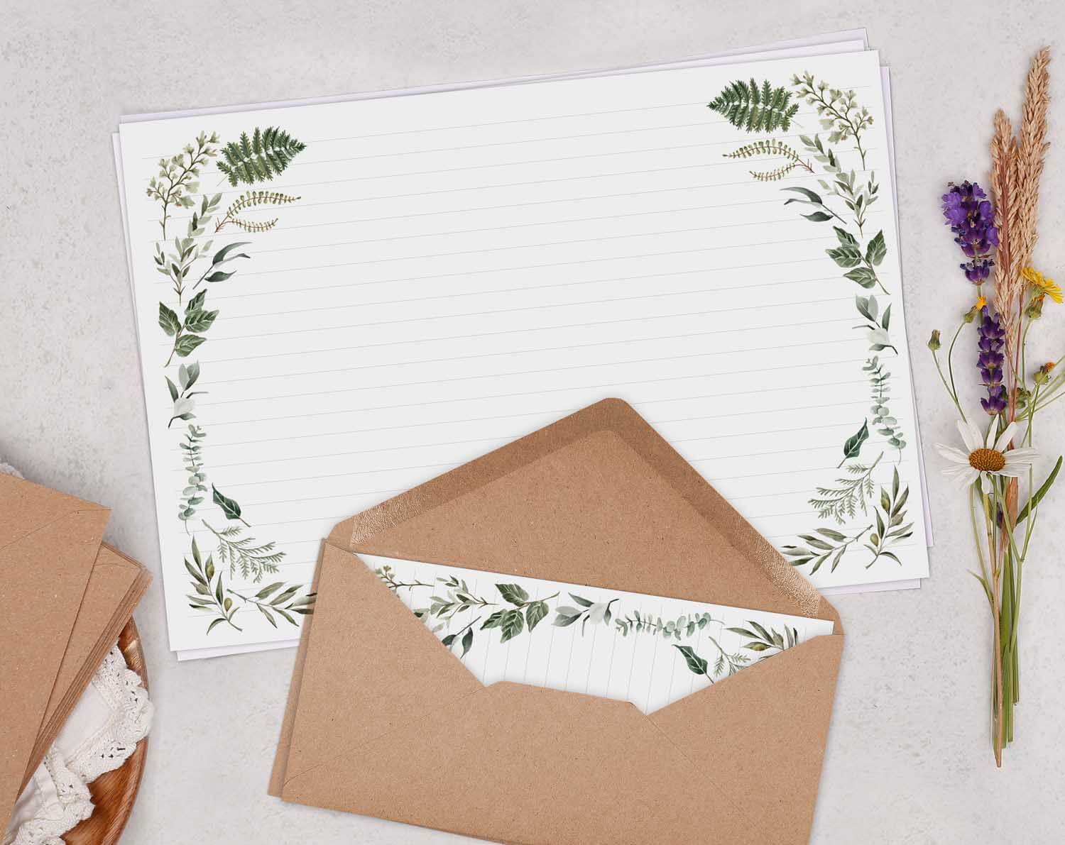 A4 Landscape Writing Paper With Botanics. Stationery designed by Making Meadows