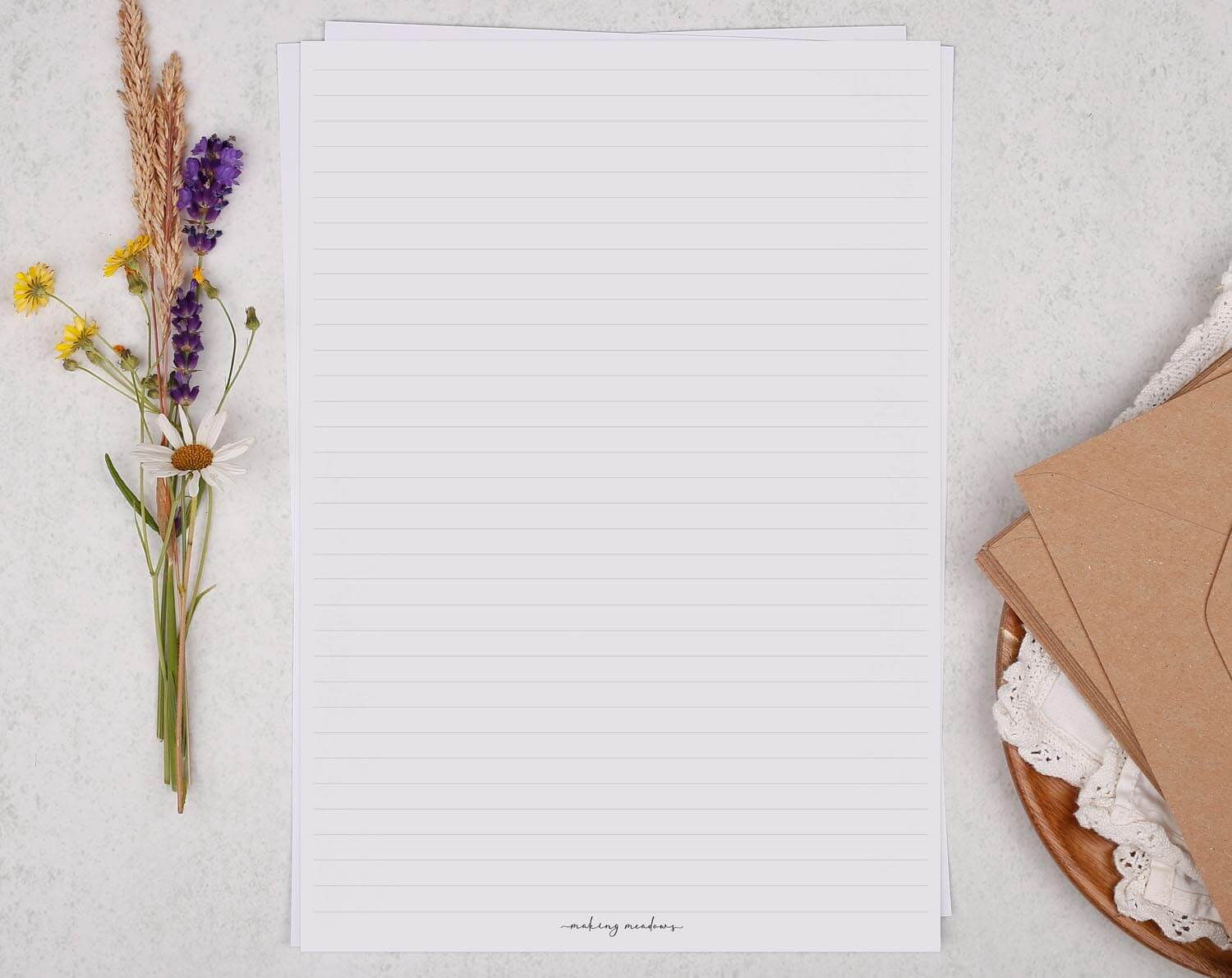 A4 continuation writing paper. Stationery designed by Making Meadows