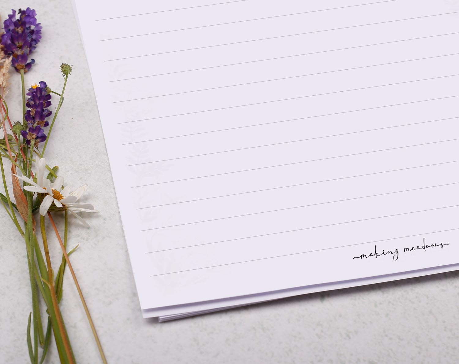 A4 continuation writing paper. Stationery designed by Making Meadows