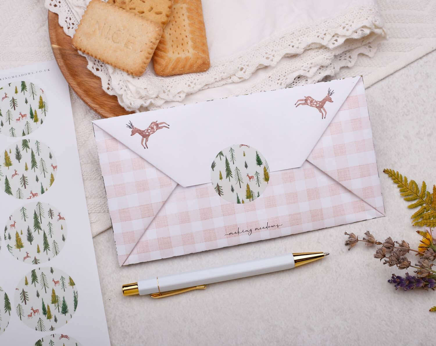 A4 origami writing paper with Christmas reindeer designed by Making Meadows