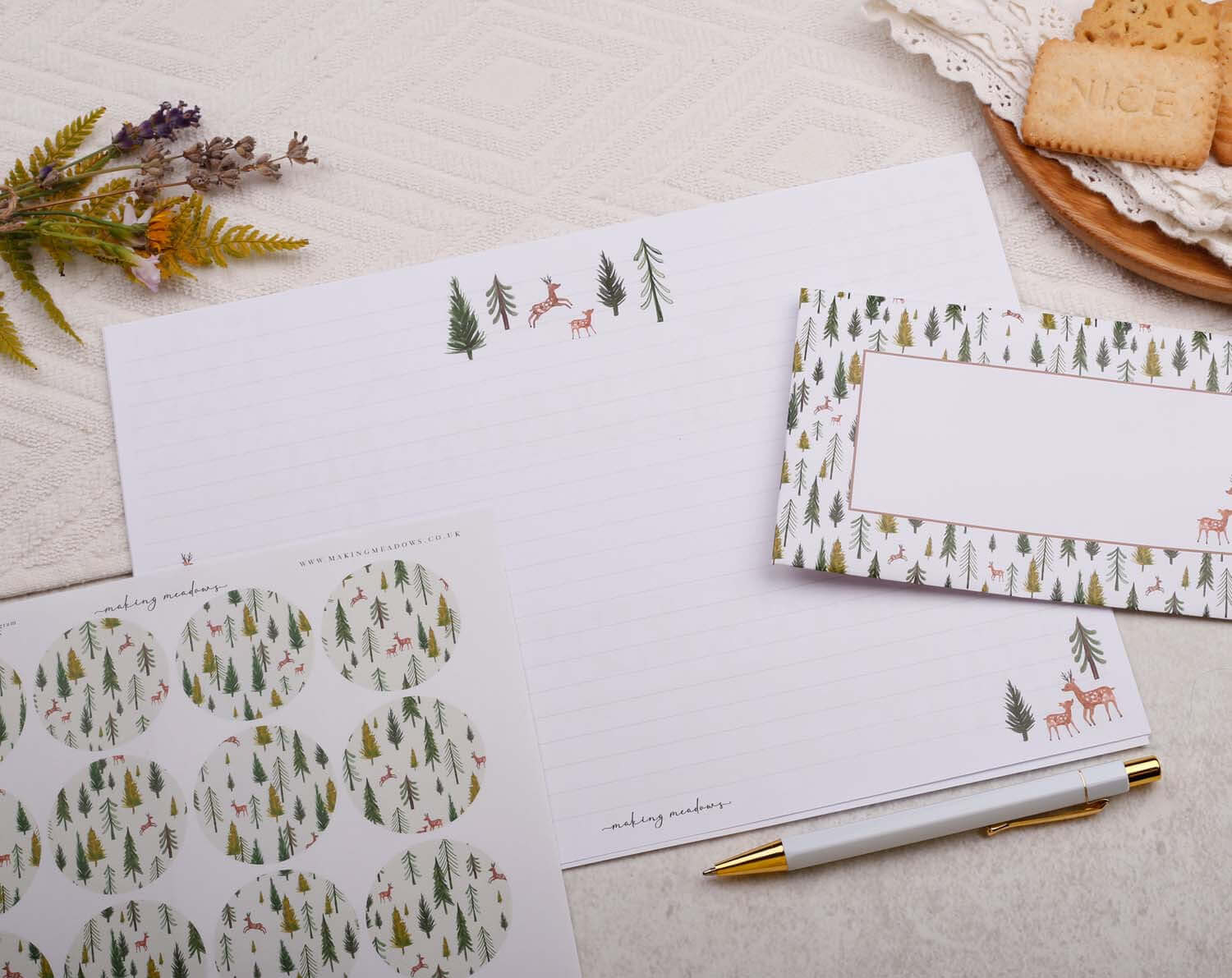 A4 origami writing paper with Christmas reindeer designed by Making Meadows