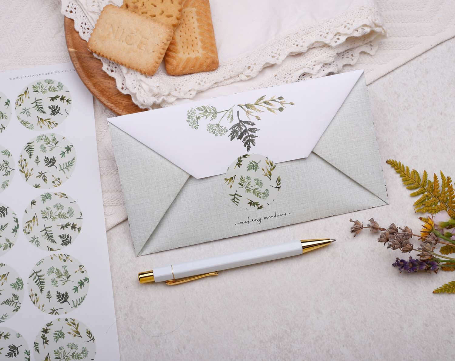 A4 origami writing paper with botanics designed by Making Meadows