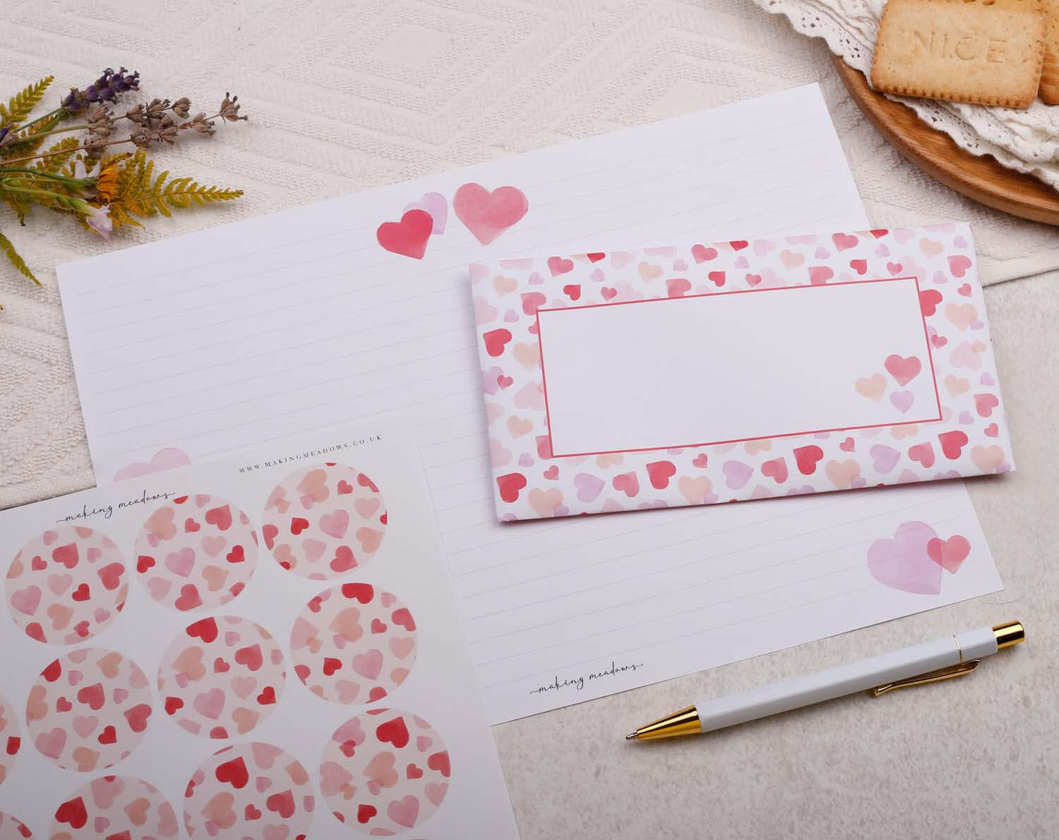 A4 origami writing paper with love heart designed by Making Meadows