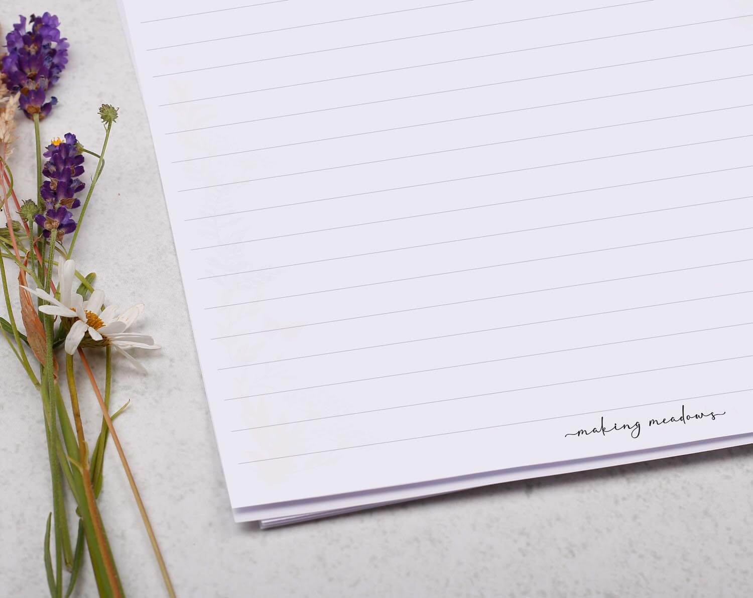 A4 writing paper with Celestial Mushrooms & Ferns. Stationery designed by Making Meadows