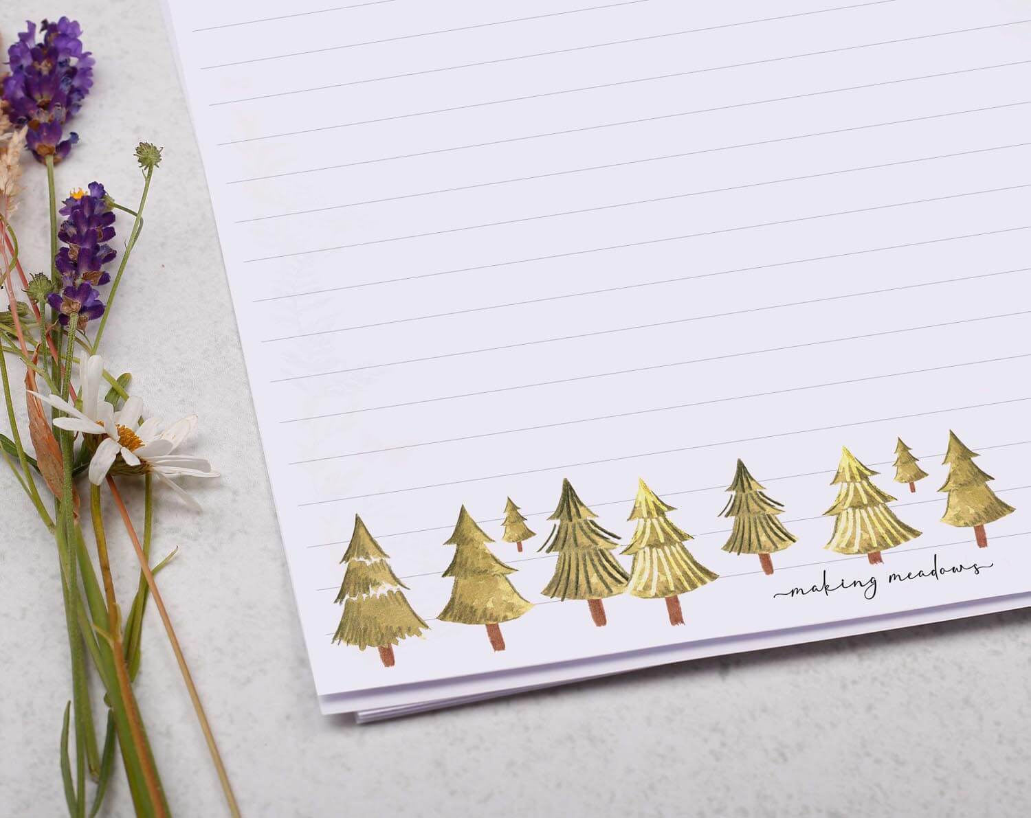 A4 writing paper with Christmas Santa on sleigh. Stationery designed by Making Meadows