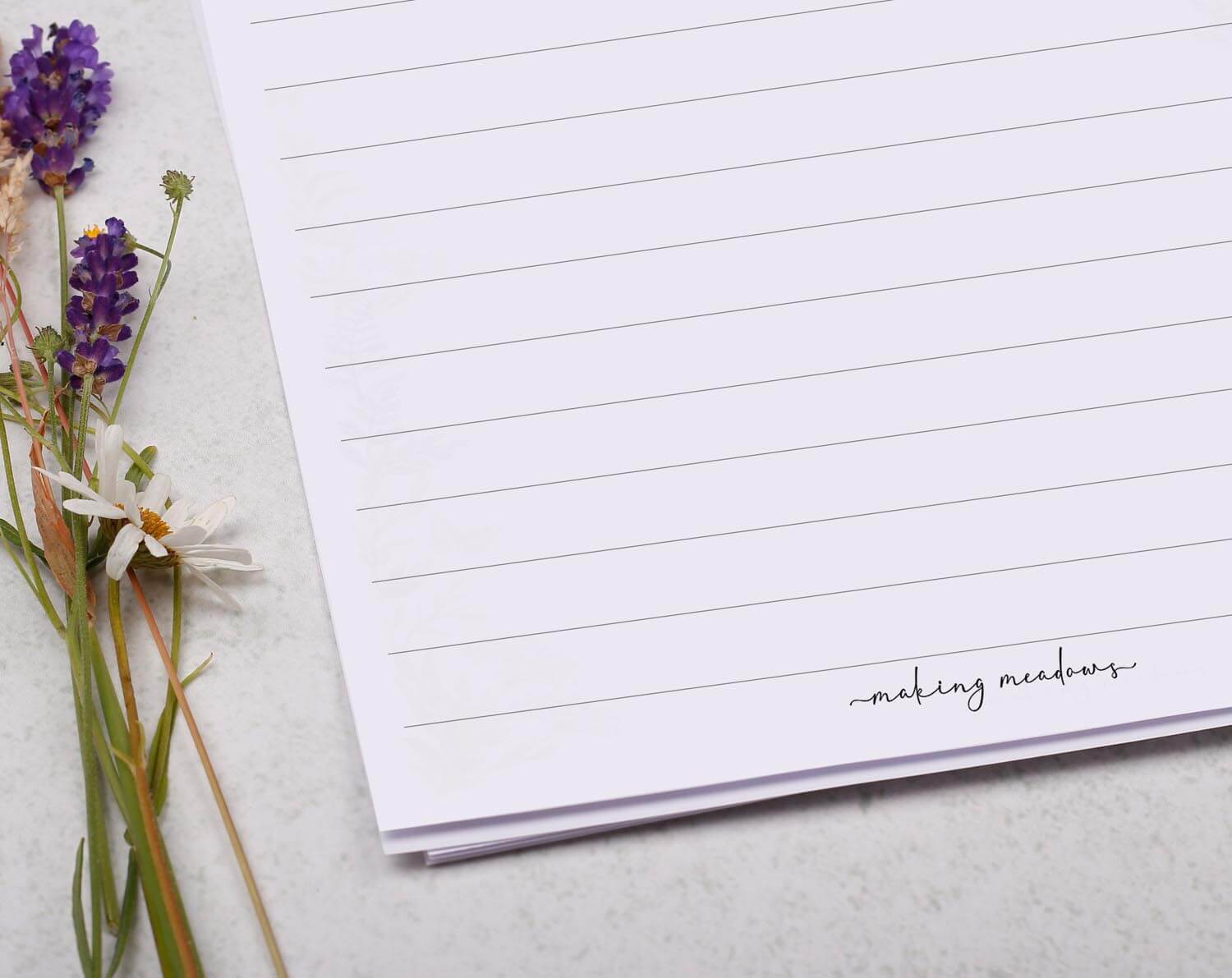 A5 continuation writing paper. Stationery designed by Making Meadows