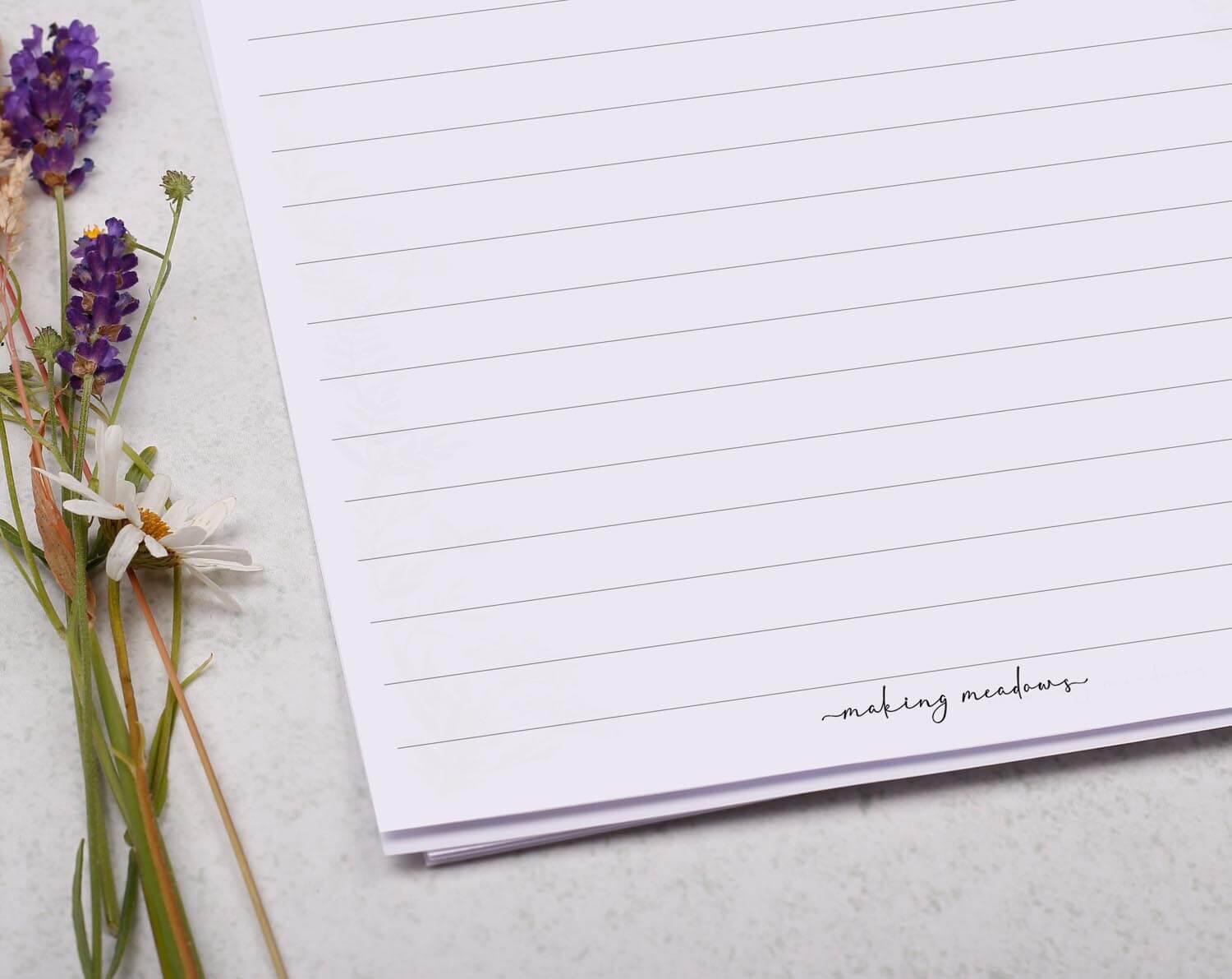 A5 writing paper with cupid pig. Stationery designed by Making Meadows