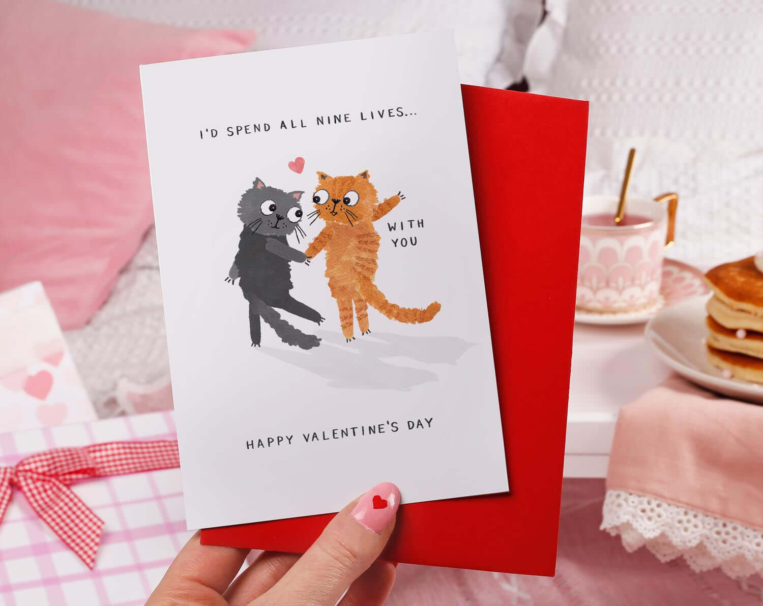 All Nine Lives, Ginger Cat Valentine Card. Greeting & Note Cards designed by Making Meadows