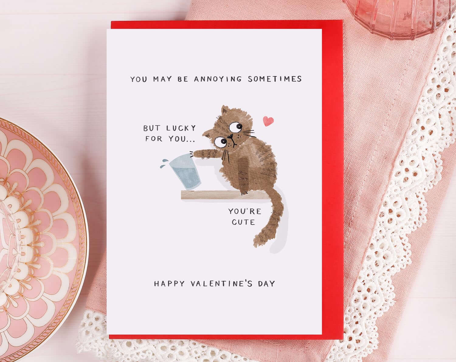 Annoying But Cute Cat Valentine Card. Greeting & Note Cards designed by Making Meadows