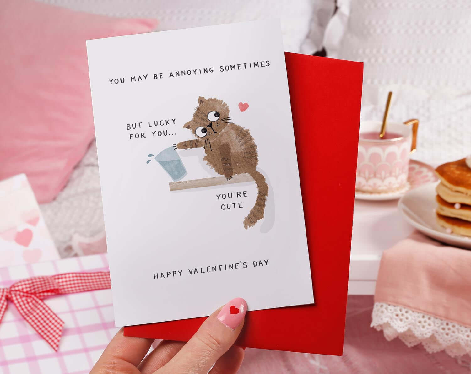 Annoying But Cute Cat Valentine Card. Greeting & Note Cards designed by Making Meadows
