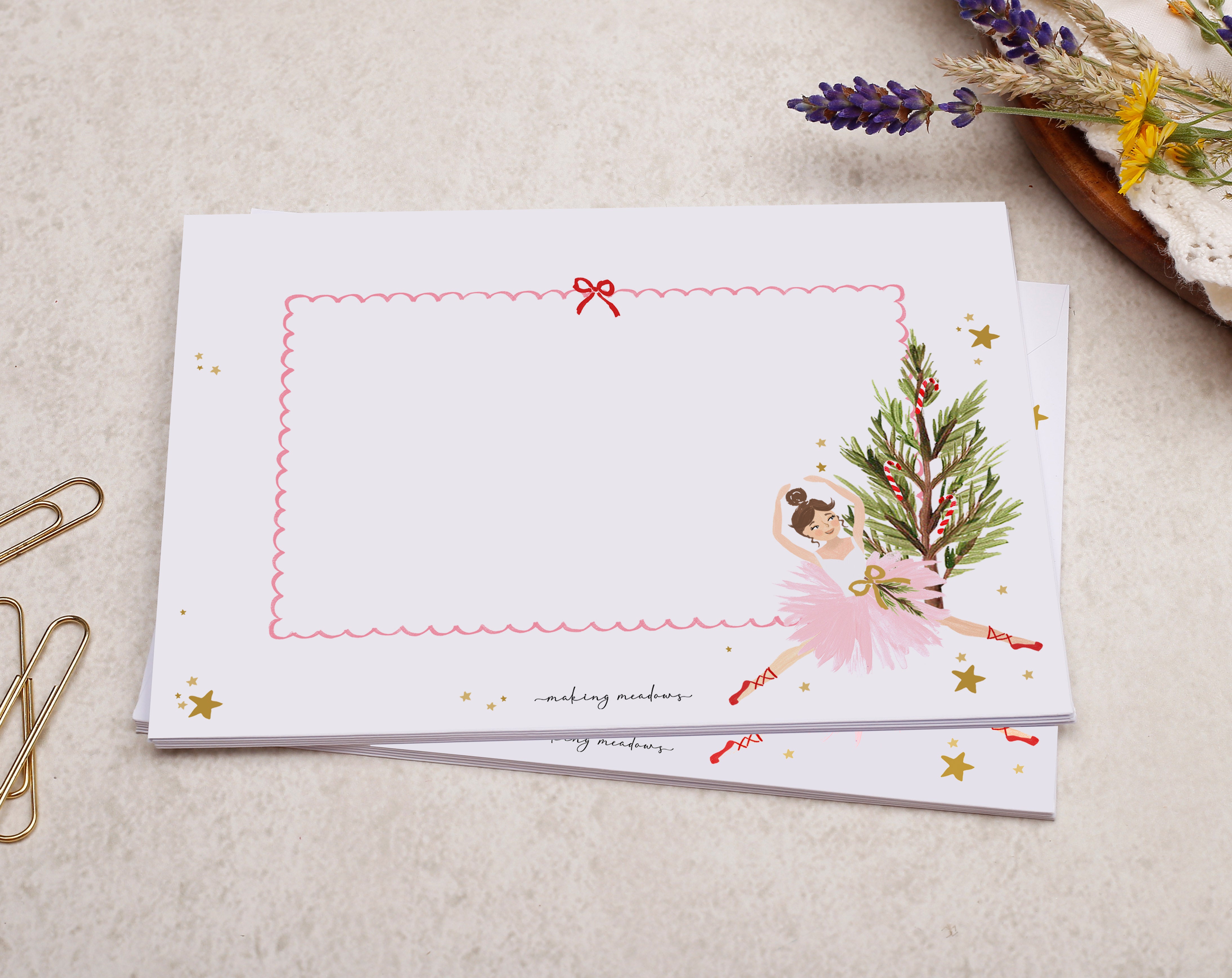 Ballet Dancer A5 Writing Paper & Envelope Set. Stationery designed by Making Meadows