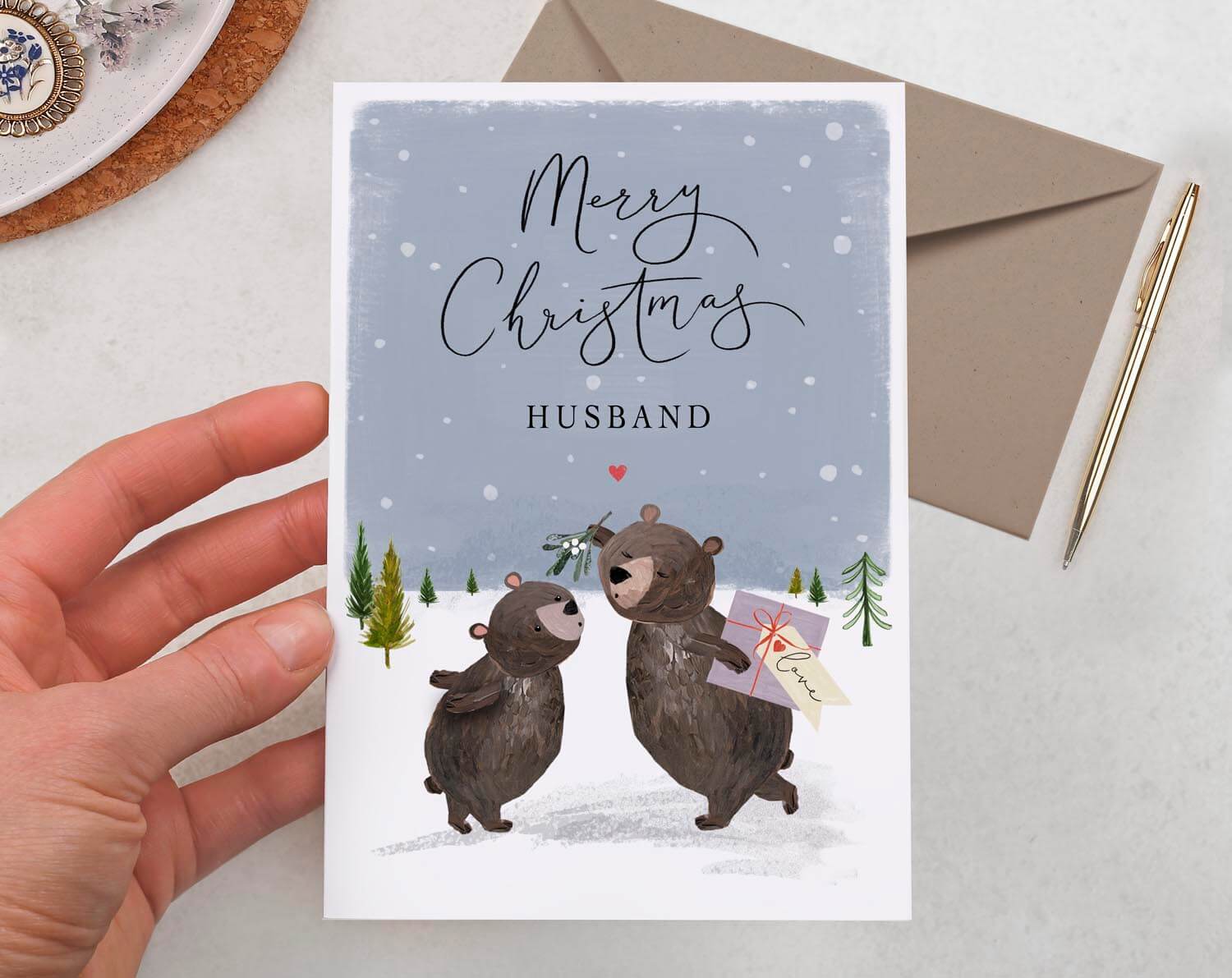 Bear Christmas Card For Husband. Greeting & Note Cards designed by Making Meadows