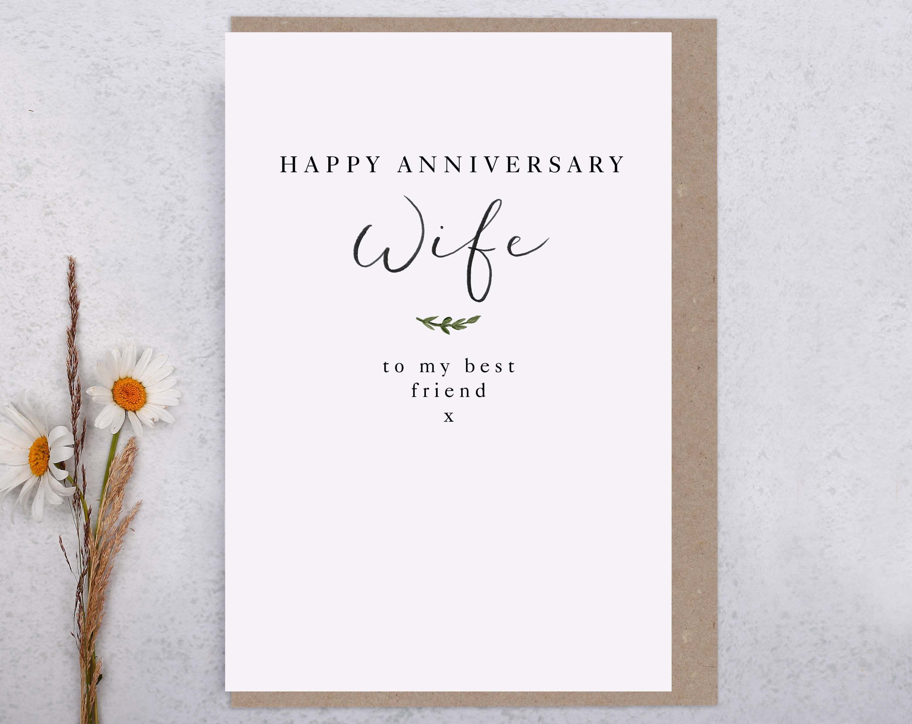 Best Friend Happy Anniversary Wife Card. Greeting & Note Cards designed by Making Meadows