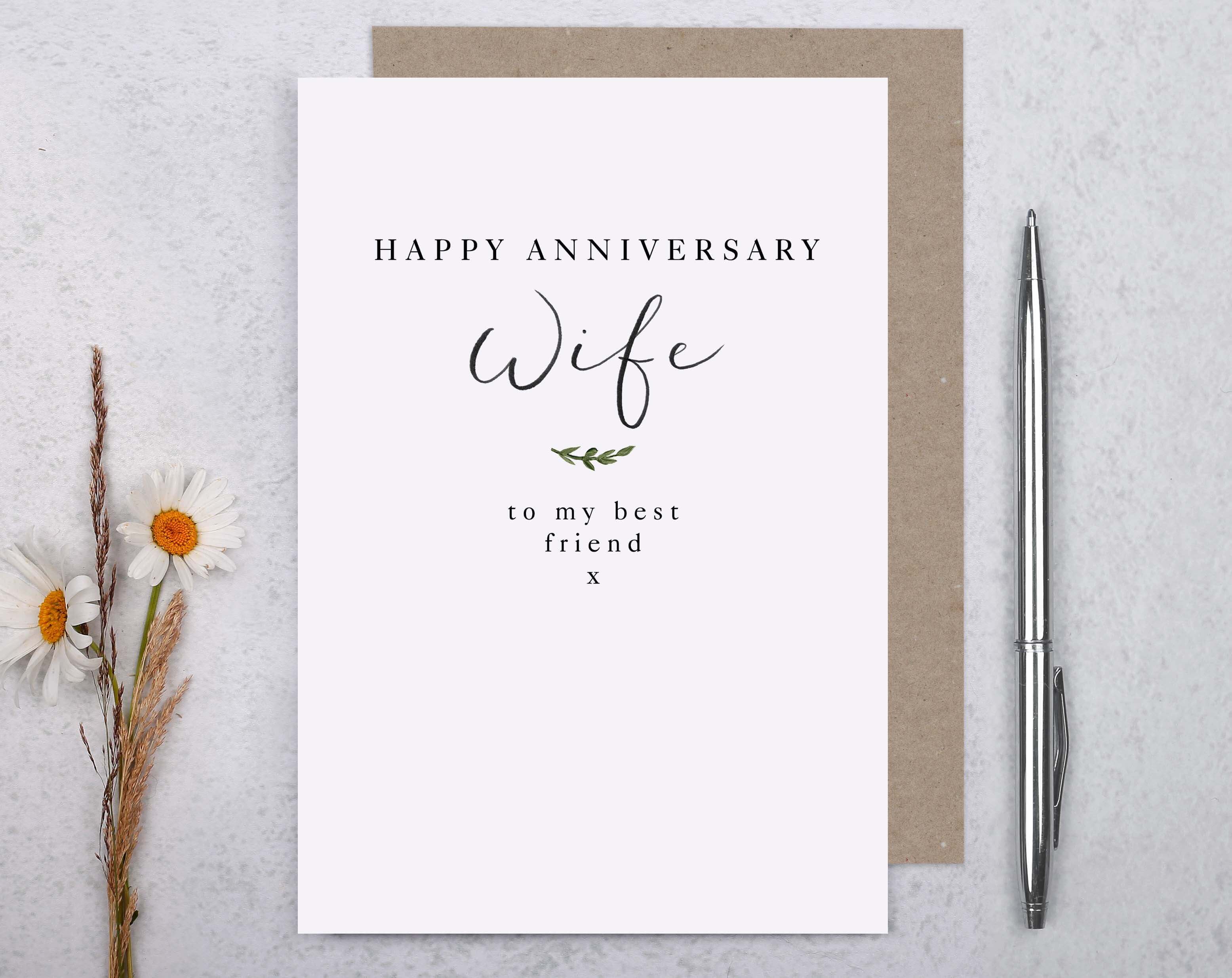Best Friend Happy Anniversary Wife Card. Greeting & Note Cards designed by Making Meadows