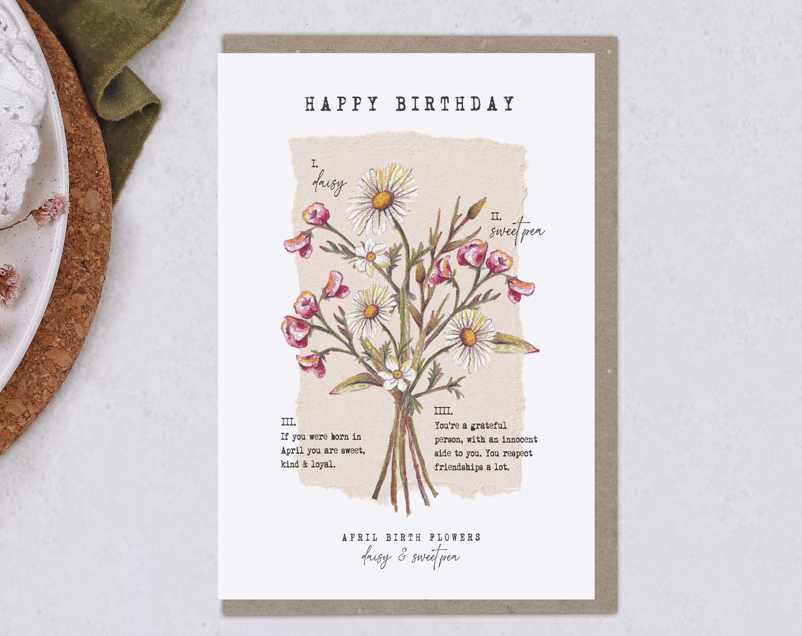 Birth Month April Birthday Card. Greeting & Note Cards designed by Making Meadows