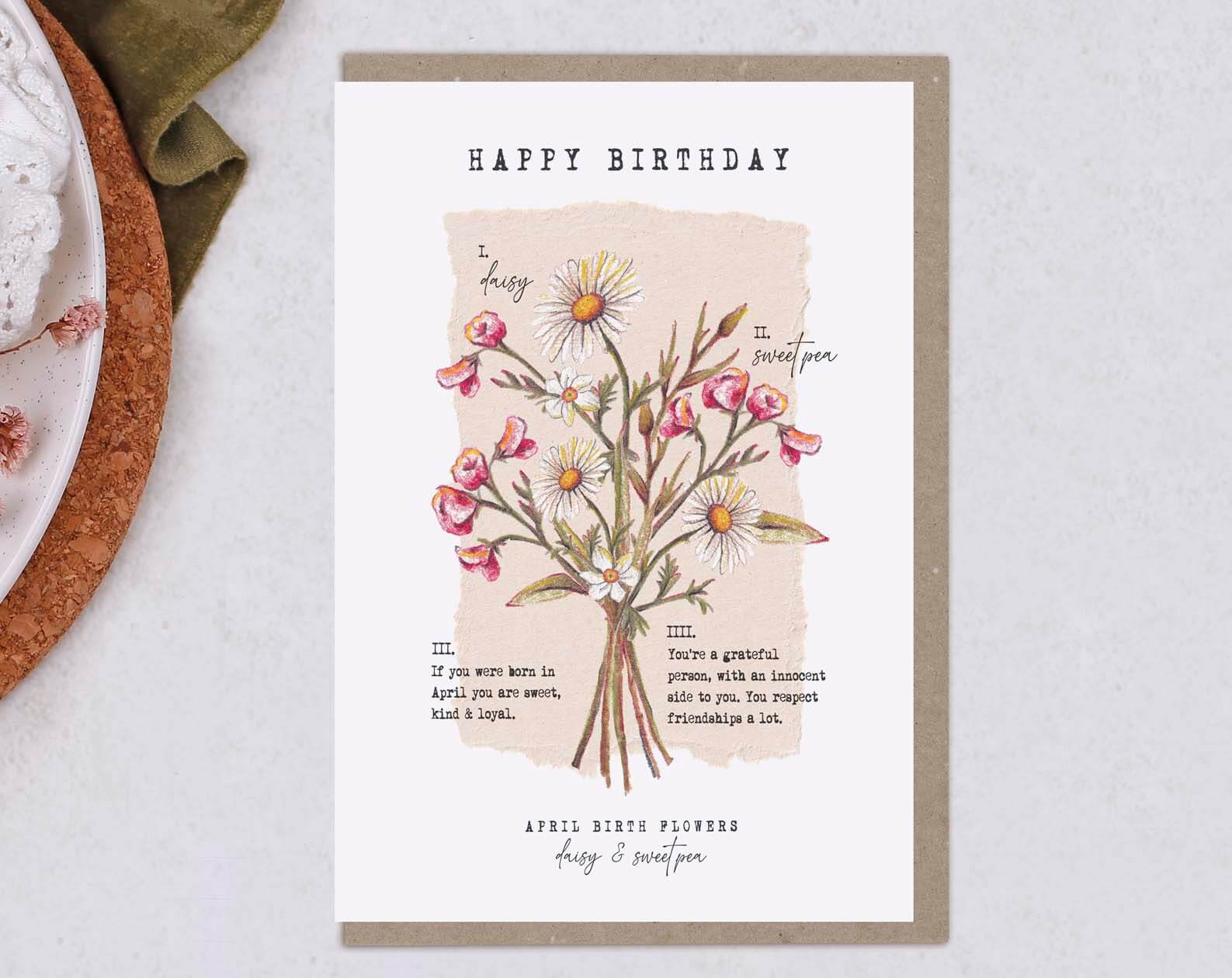 Birth Month April Birthday Card. Greeting & Note Cards designed by Making Meadows