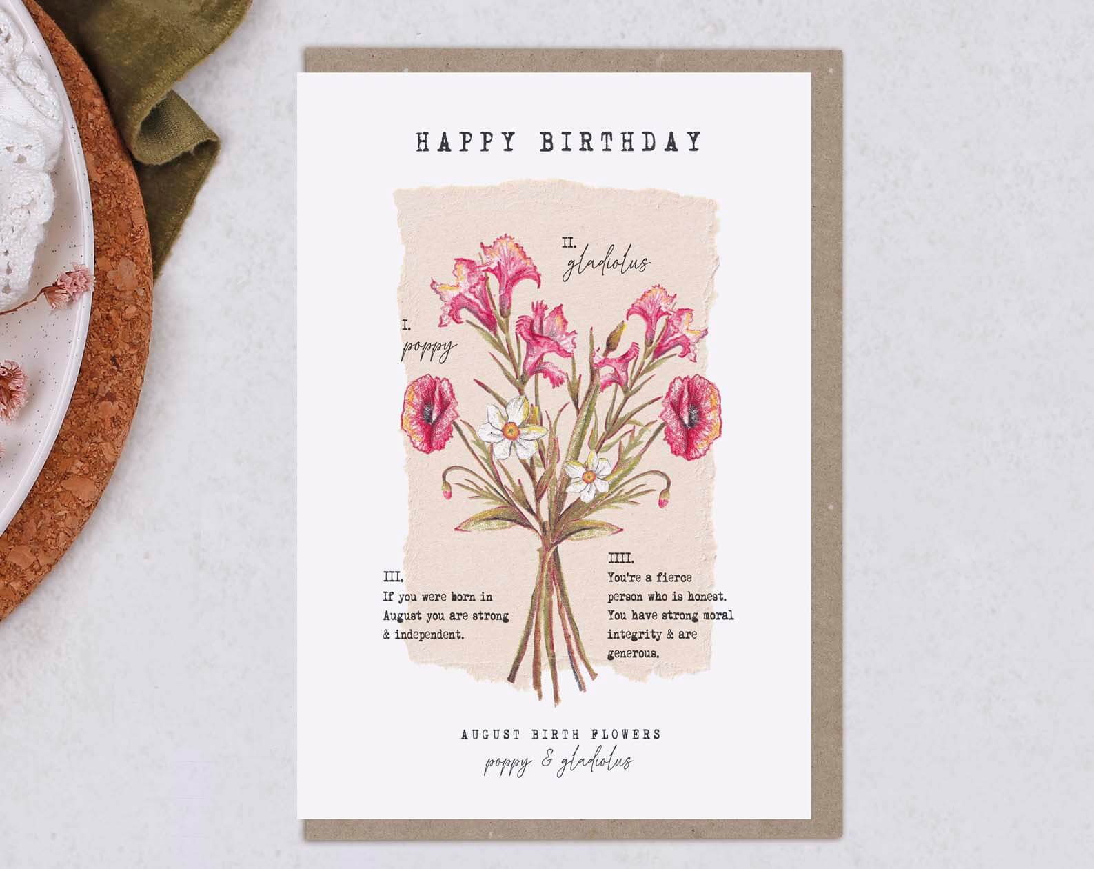 Birth Month August Birthday Card. Greeting & Note Cards designed by Making Meadows