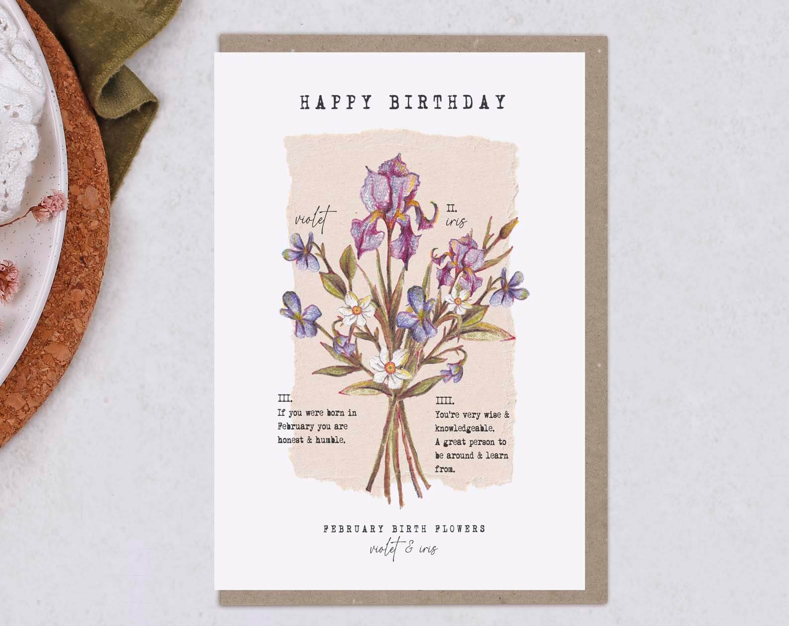 Birth Month February Birthday Card. Greeting & Note Cards designed by Making Meadows