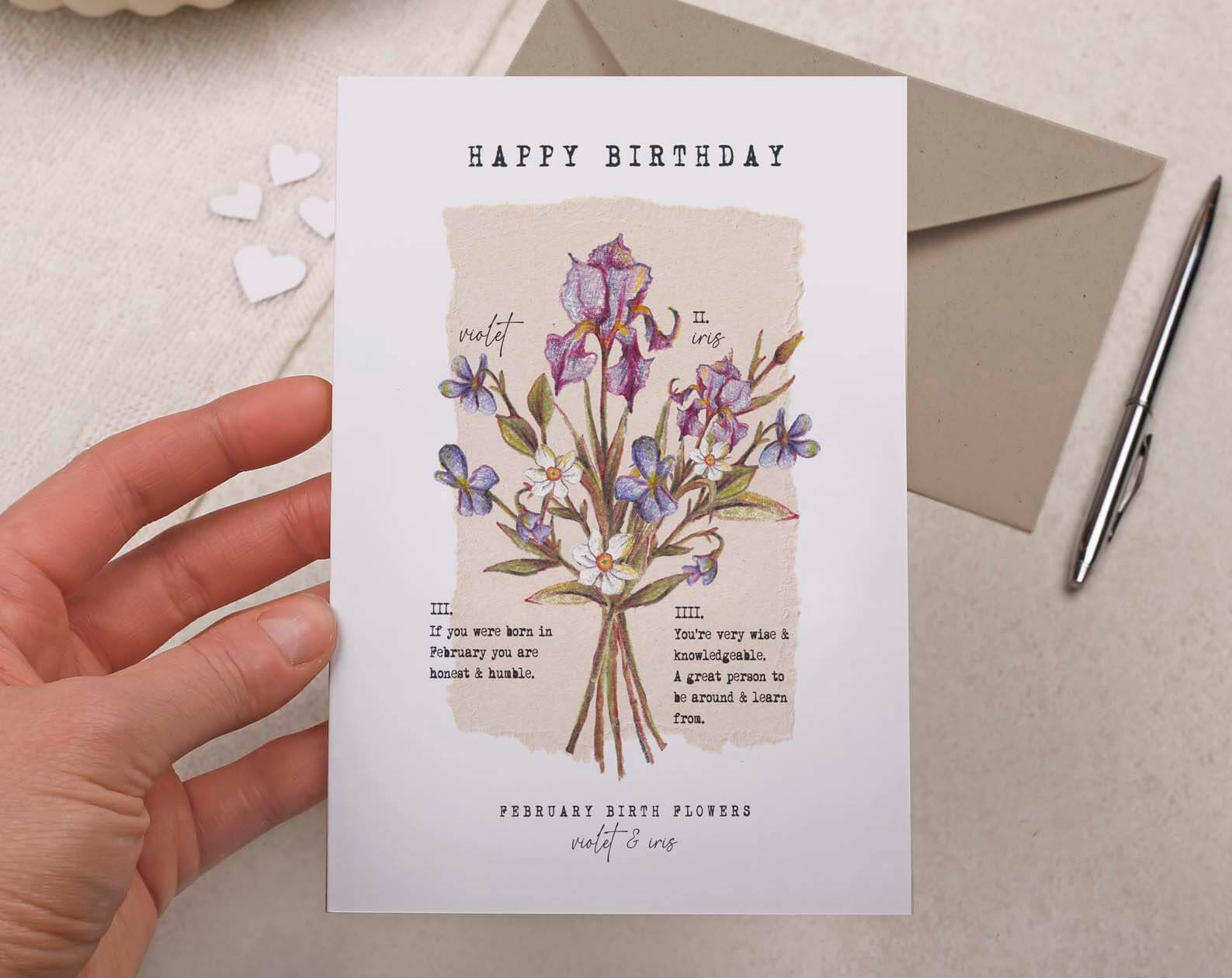 Birth Month February Birthday Card. Greeting & Note Cards designed by Making Meadows
