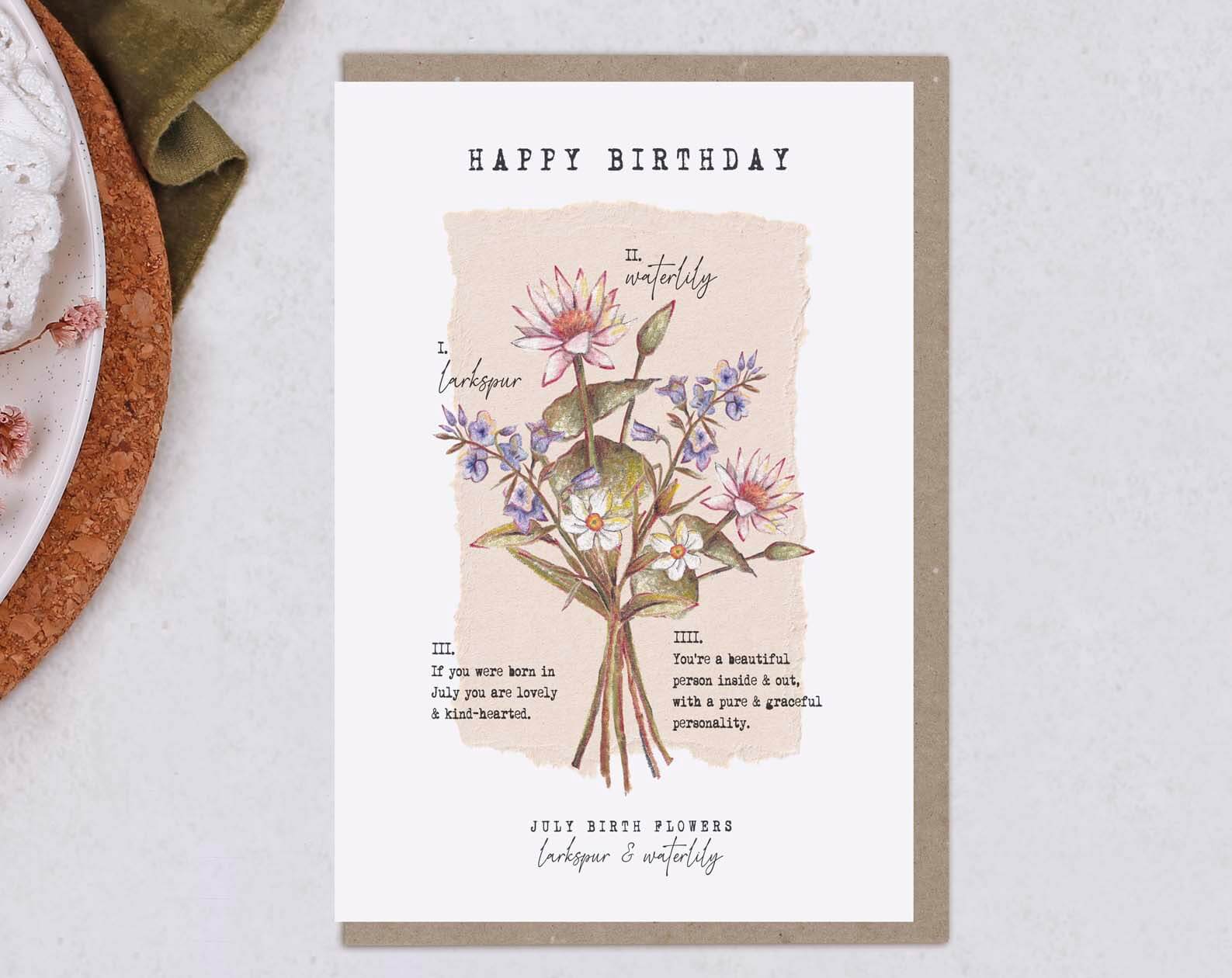 Birth Month July Birthday Card. Greeting & Note Cards designed by Making Meadows