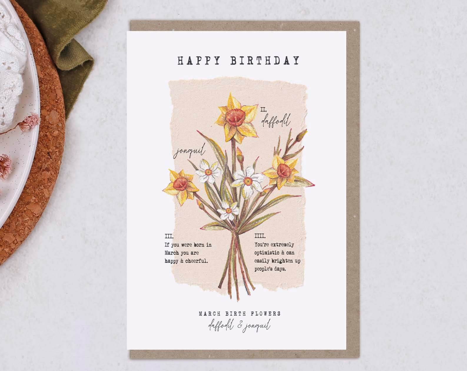 Birth Month March Birthday Card. Greeting & Note Cards designed by Making Meadows