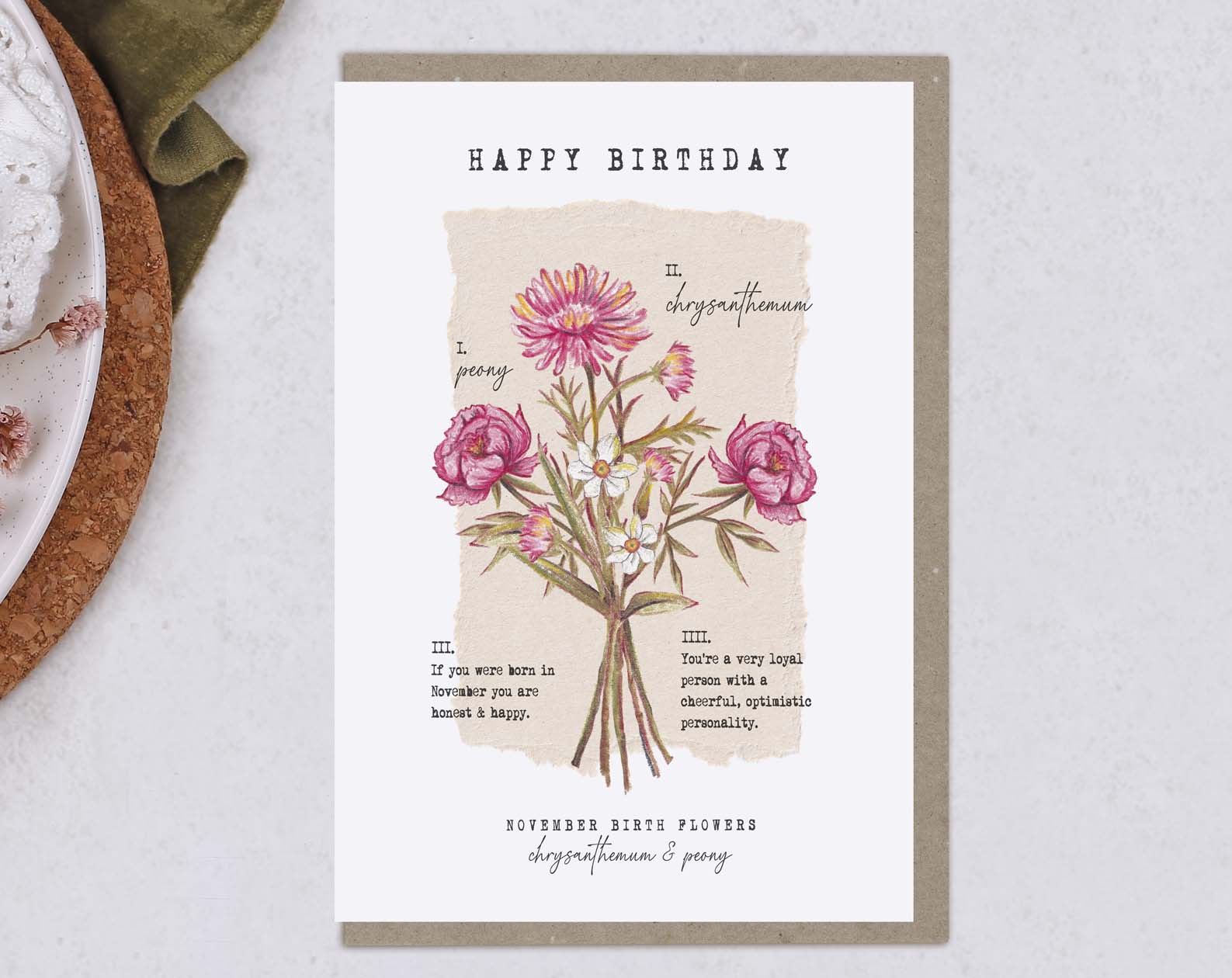 Birth Month November Birthday Card. Greeting & Note Cards designed by Making Meadows