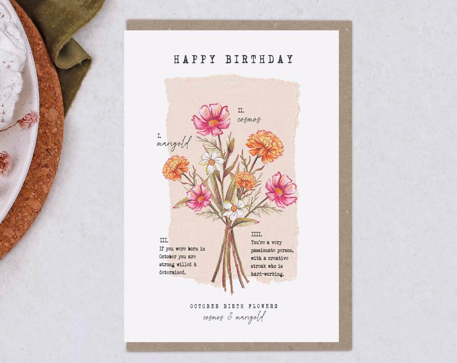 Birth Month October Birthday Card. Greeting & Note Cards designed by Making Meadows