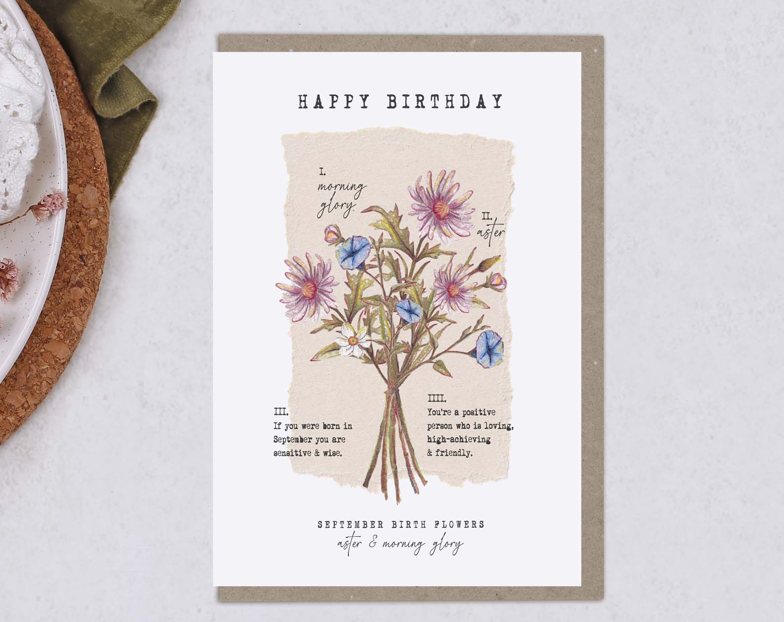 Birth Month September Birthday Card. Greeting & Note Cards designed by Making Meadows