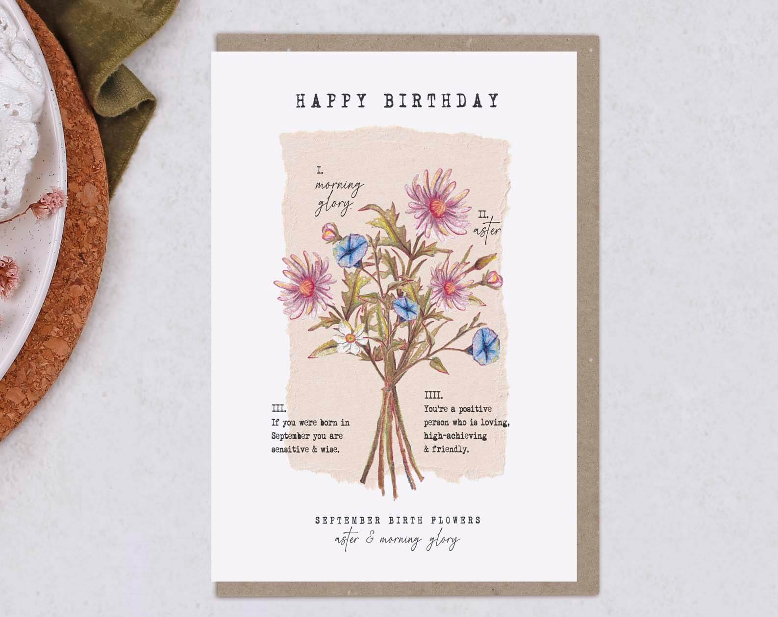 Birth Month September Birthday Card. Greeting & Note Cards designed by Making Meadows