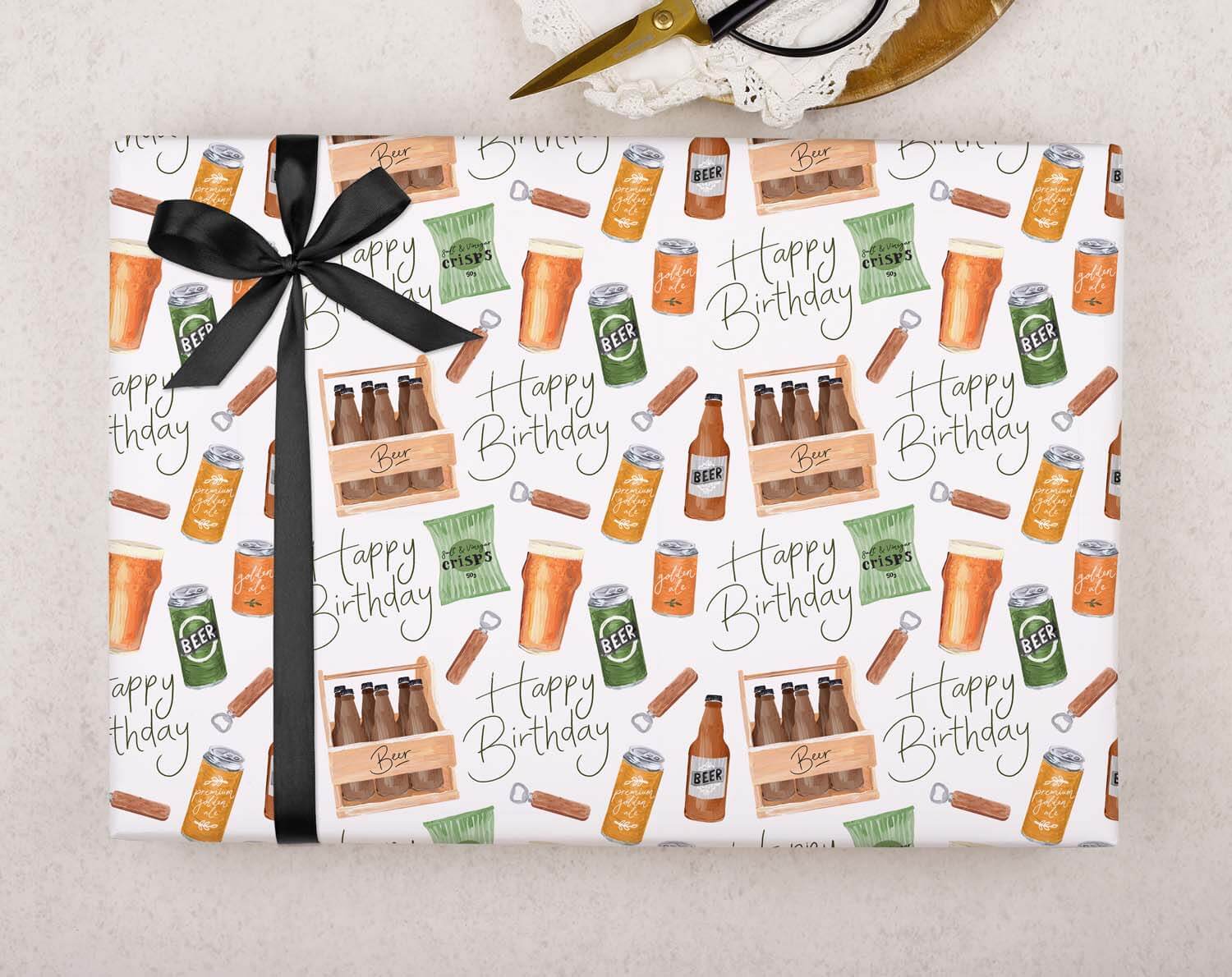 Birthday Beer Wrapping Paper. Wrapping Paper designed by Making Meadows