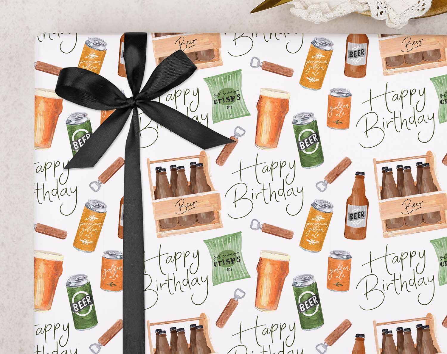 Birthday Beer Wrapping Paper. Wrapping Paper designed by Making Meadows