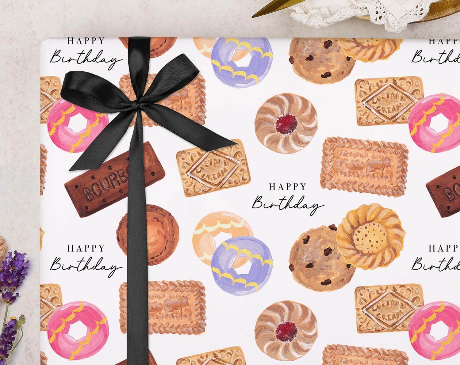 Biscuit Birthday Wrapping Paper. Wrapping Paper designed by Making Meadows