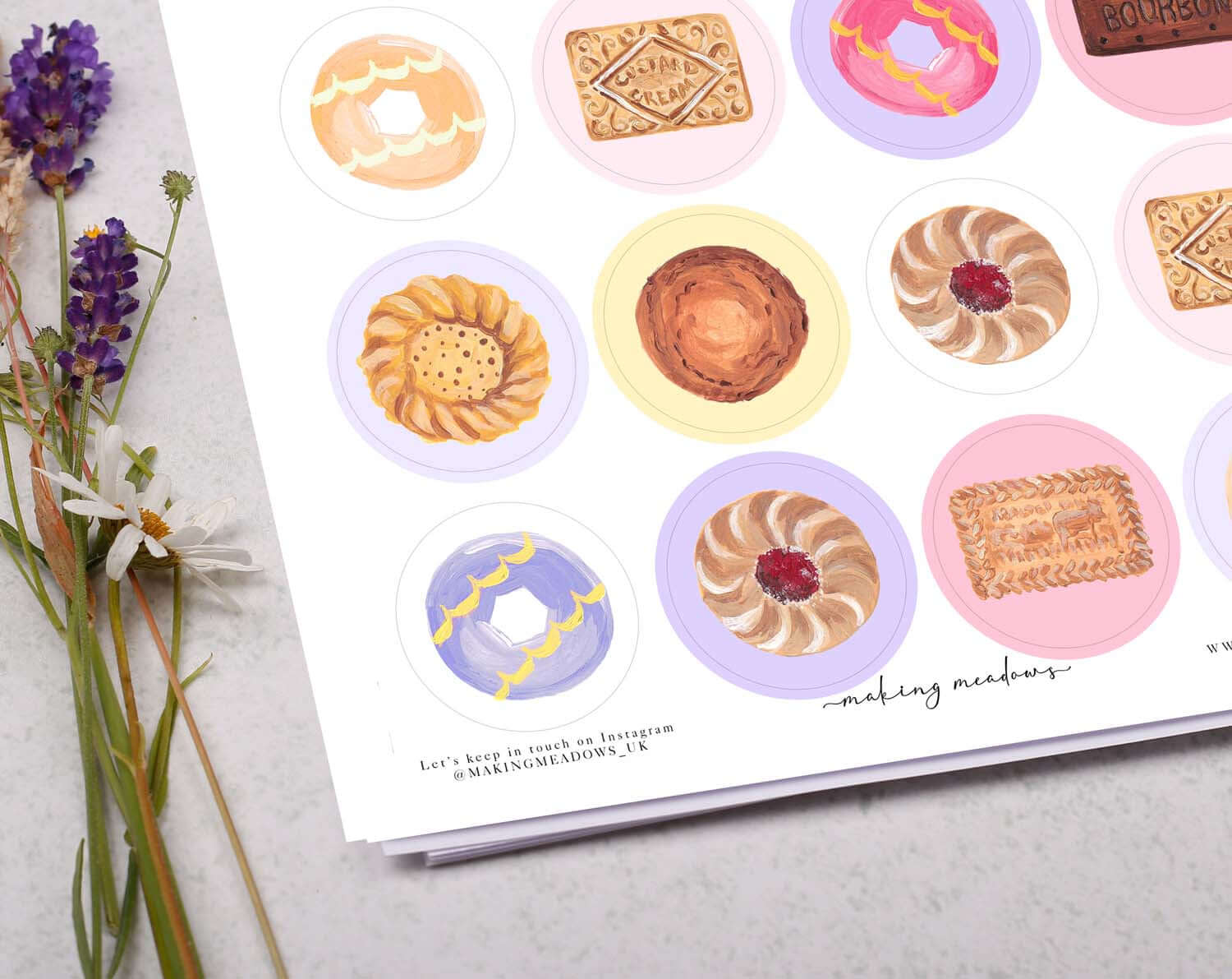 Biscuit Sticker Sheet. Decorative Stickers designed by Making Meadows