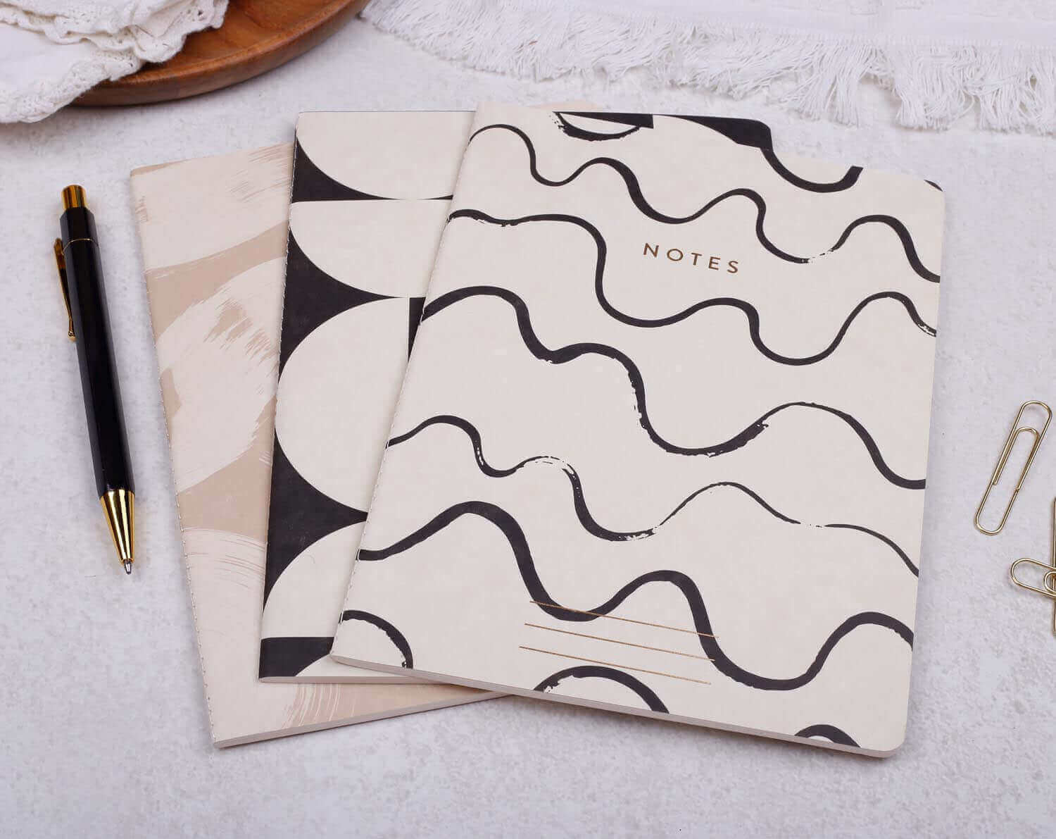 Black & White Lined Notebook. Stationery designed by Making Meadows