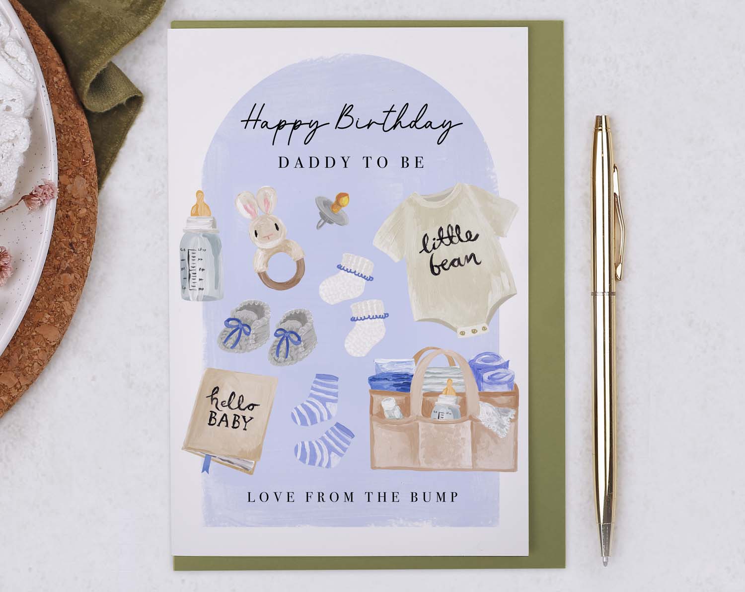 Blue Baby Bump Birthday Card For Daddy. Greeting & Note Cards designed by Making Meadows