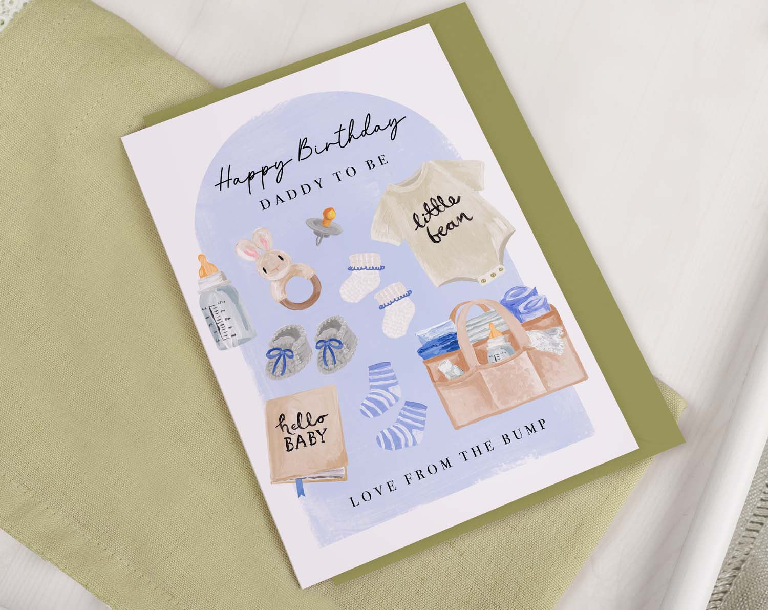 Blue Baby Bump Birthday Card For Daddy. Greeting & Note Cards designed by Making Meadows