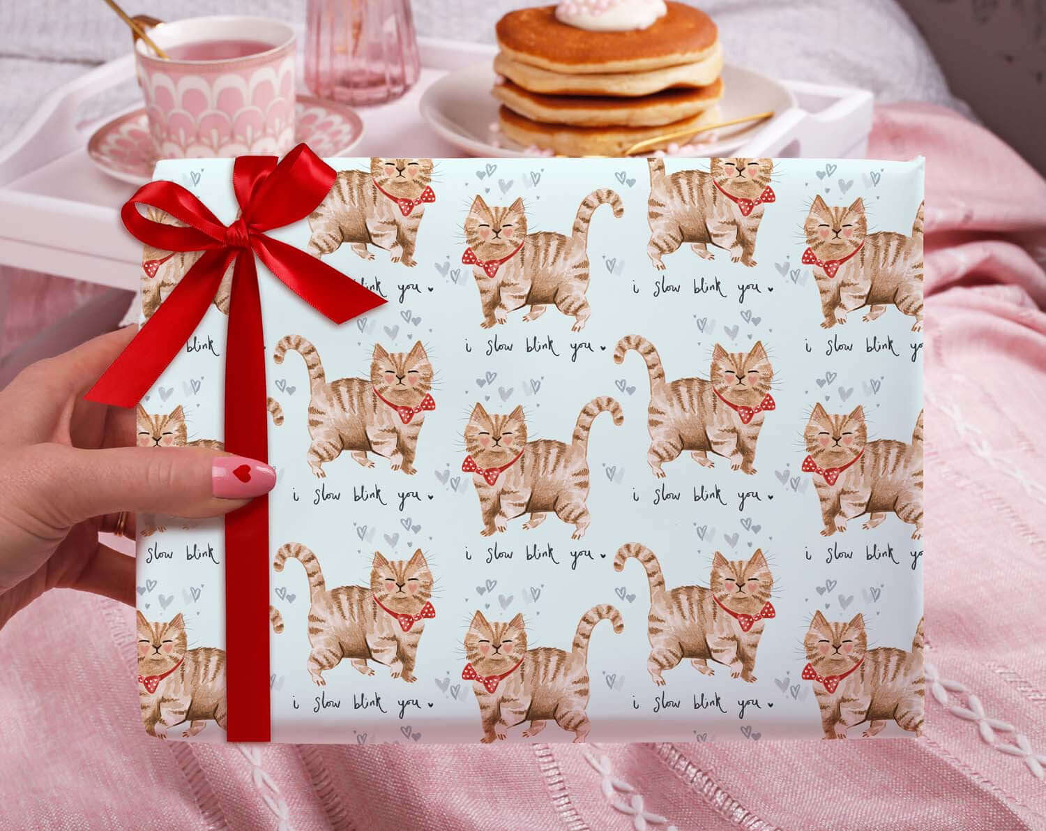 Blue Cat Slow Blink You Wrapping Paper. Wrapping Paper designed by Making Meadows