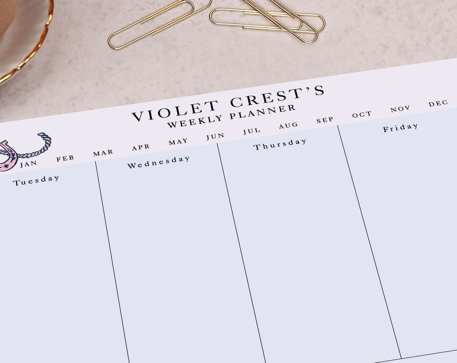 Blue Cowboy Personalised Weekly Planner Pad. Calendars, Organizers & Planners designed by Making Meadows