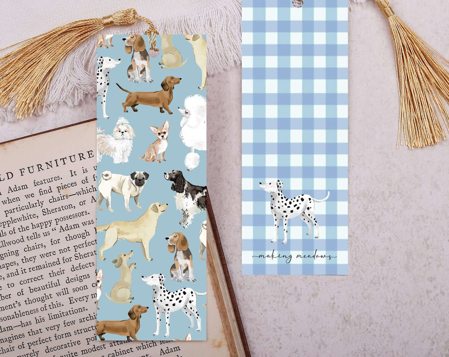 Blue Dog Bookmark With Tassel. Bookmarks designed by Making Meadows