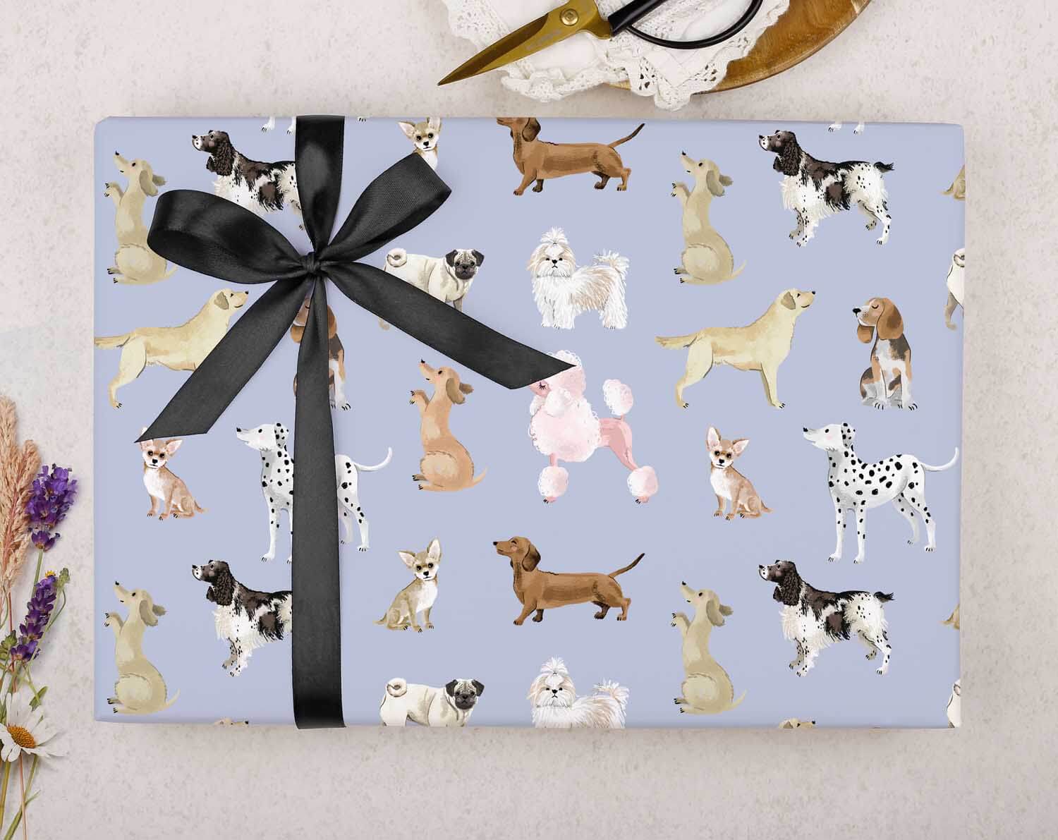Blue Dog Wrapping Paper. Wrapping Paper designed by Making Meadows