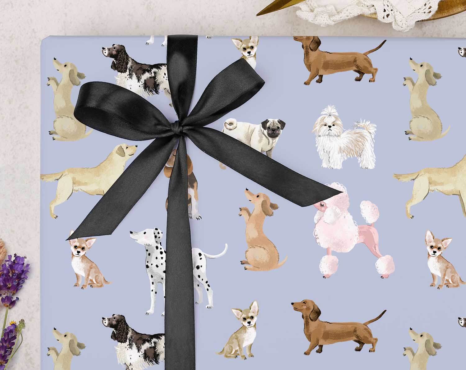 Blue Dog Wrapping Paper. Wrapping Paper designed by Making Meadows