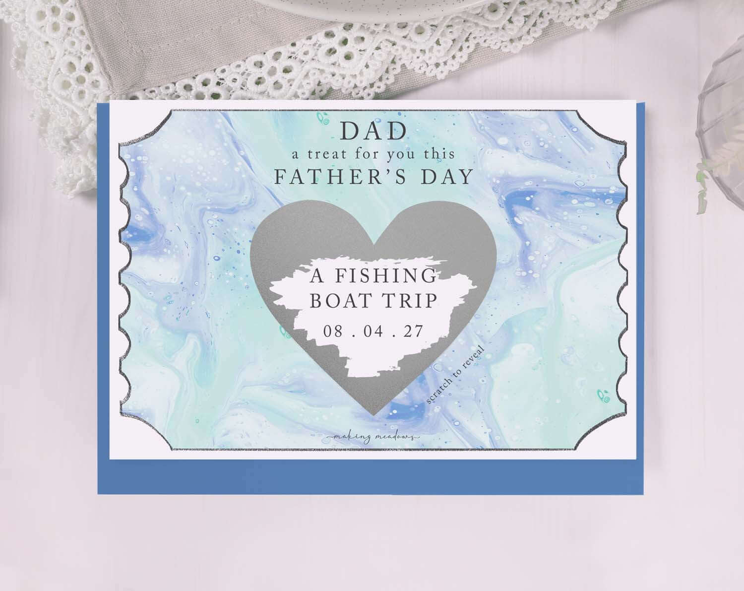 Blue Marble Scratch To Reveal Card For Dad
